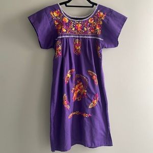 Tulum Mexican purple colorful embroidered dress. Size S.